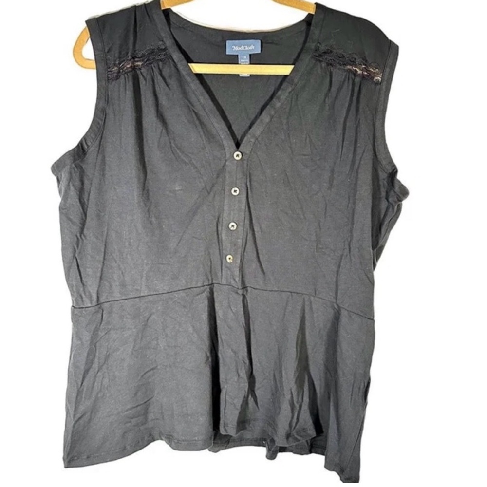 New ModCloth black organic cotton tank top blouse size women’s 1x